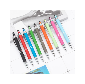 Customized Logo Metal Ball Pen Soft Rubber Pen with Stylus