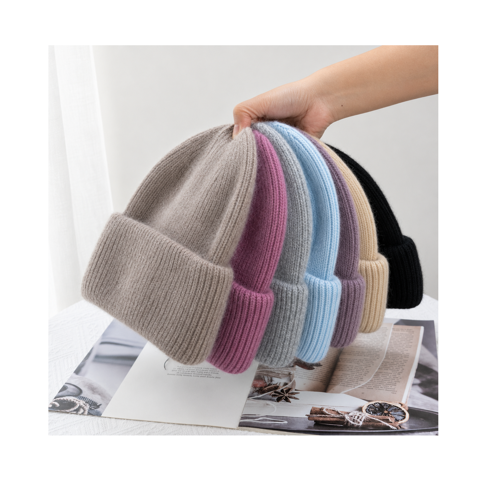 Angora Wool Knitted Hat Beanie