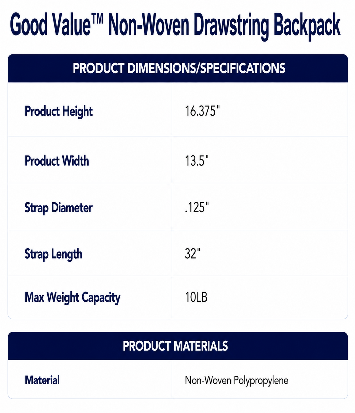 Good Value™ Non-Woven Drawstring Backpack