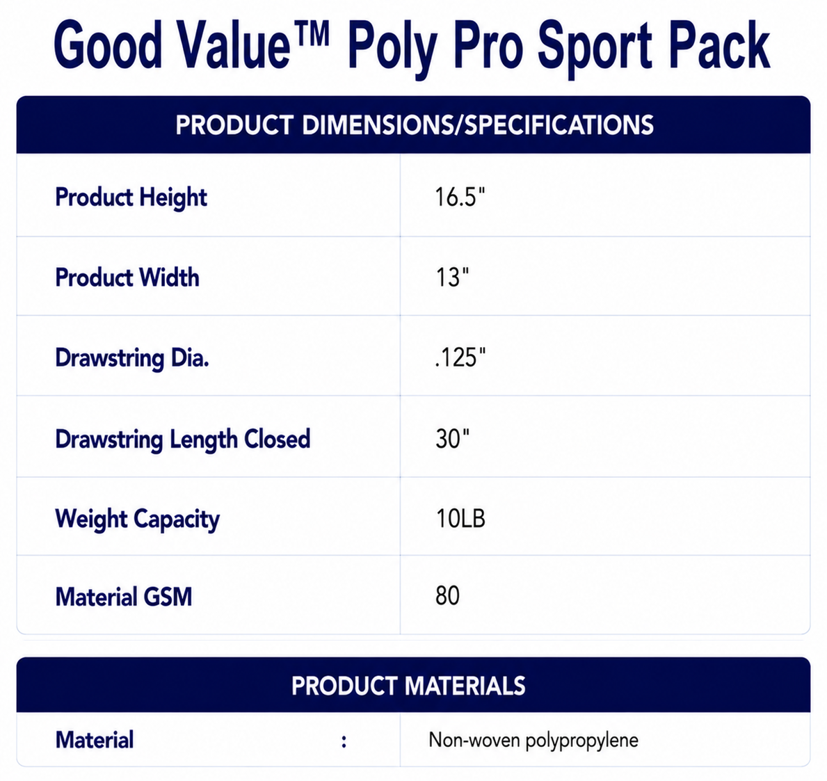 Good Value™ Poly Pro Sport Pack