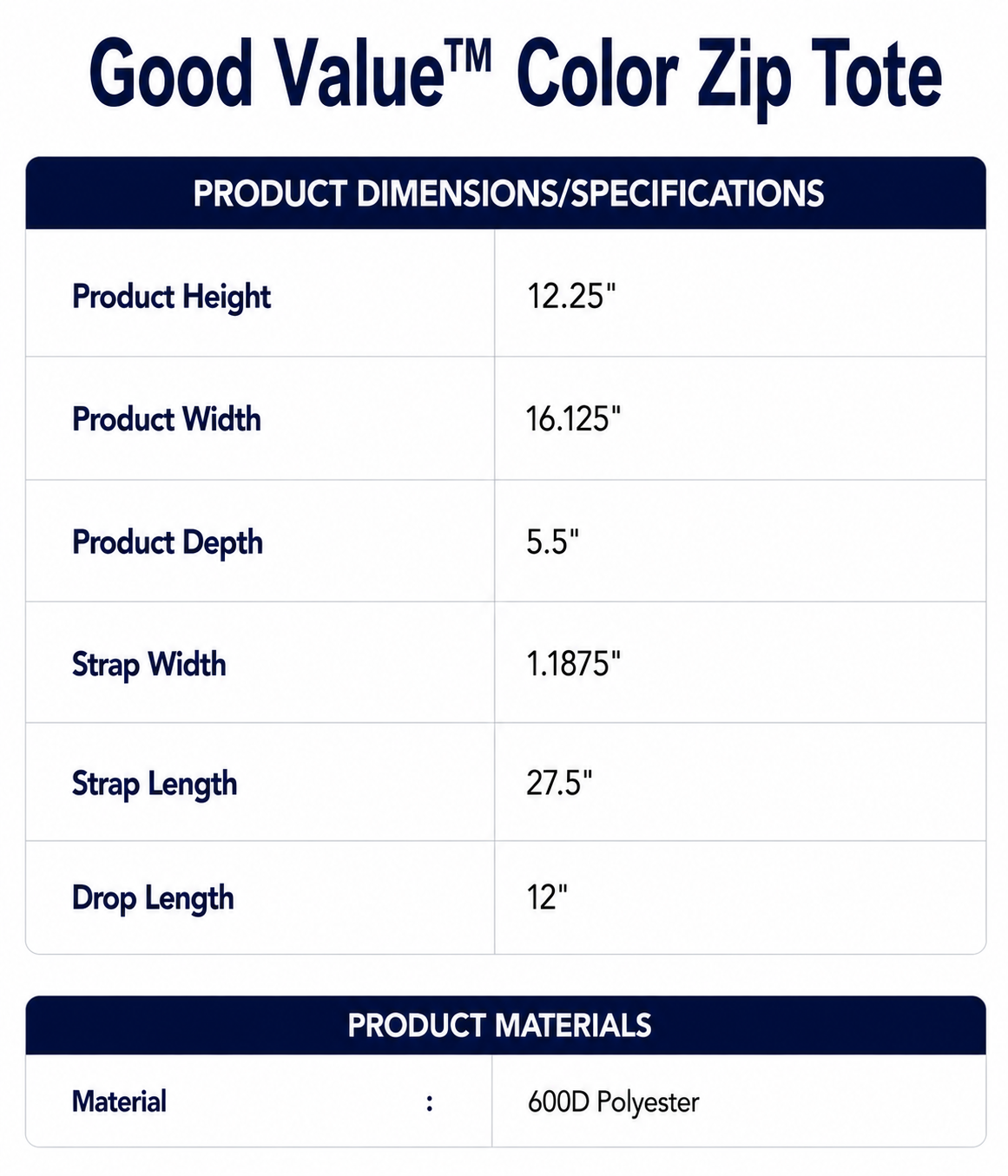 Good Value™ Color Zip Tote