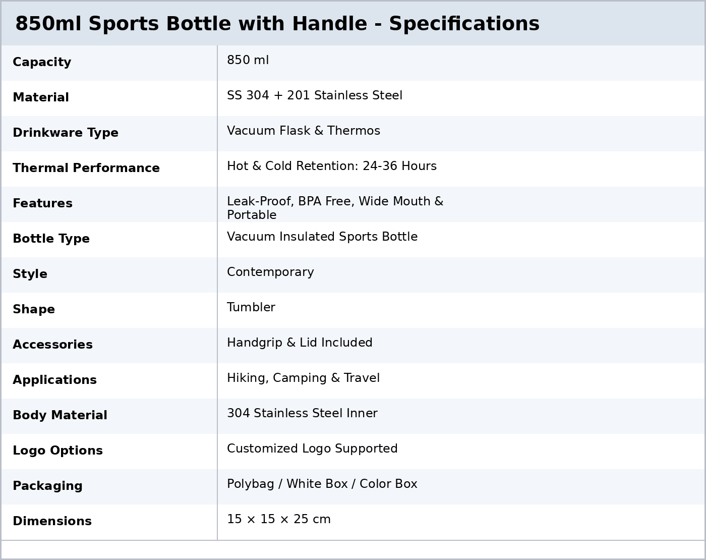 850ml Sports bottle with handle