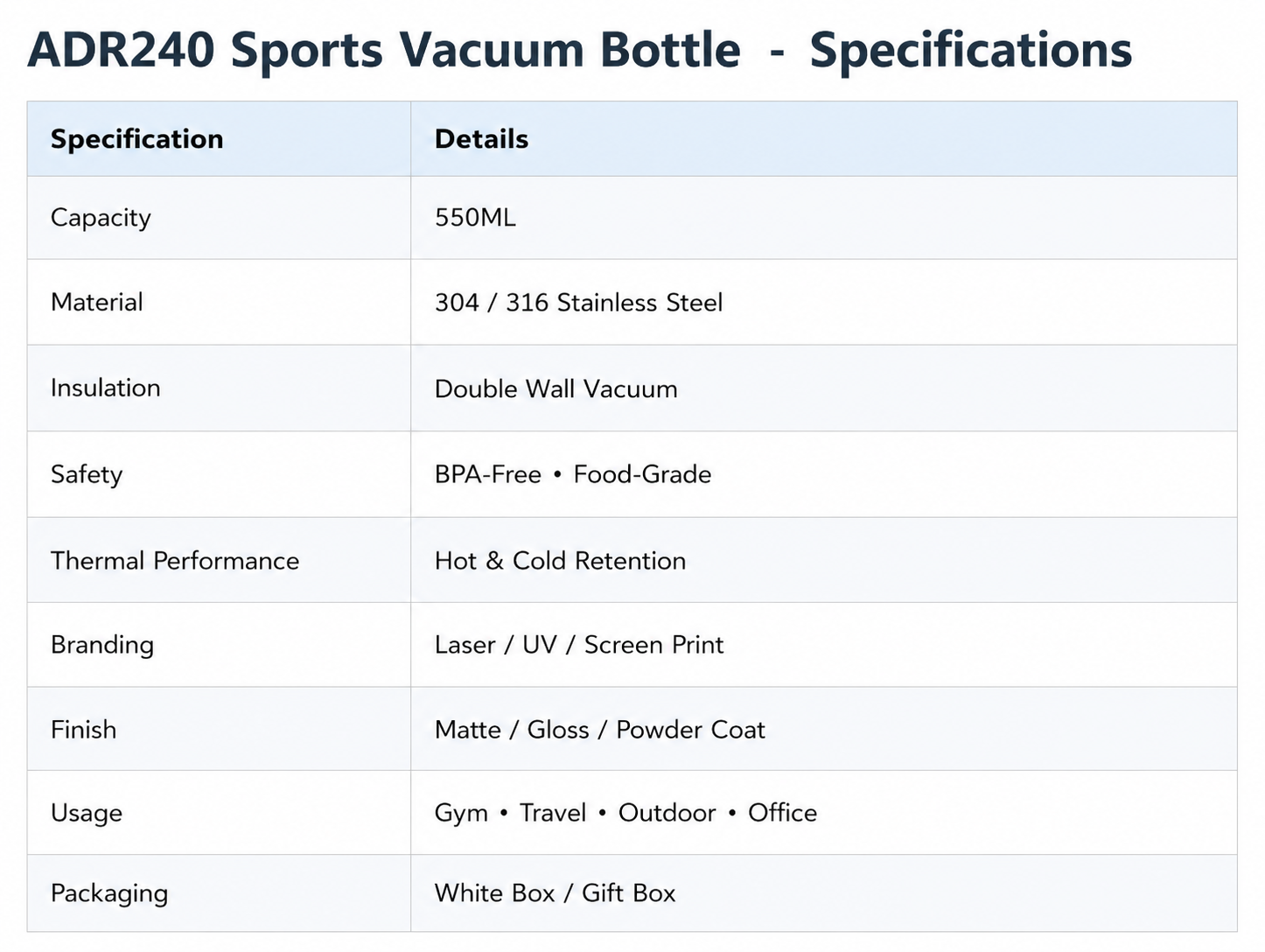 550ml Handle sports water bottle
