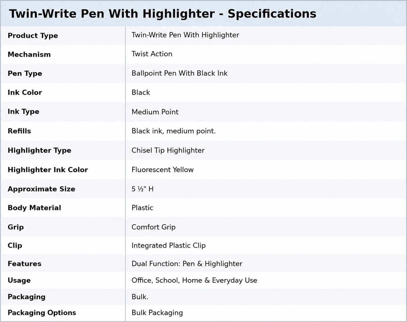 Twin-Write Pen With Highlighter