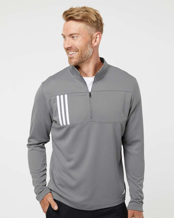 Men's 3-Stripes Double-Knit Quarter-Zip Pullover - Adidas A482