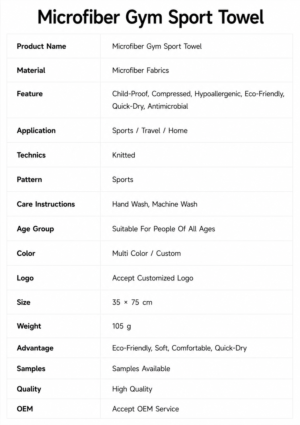 Microfiber Gym Sport Towel