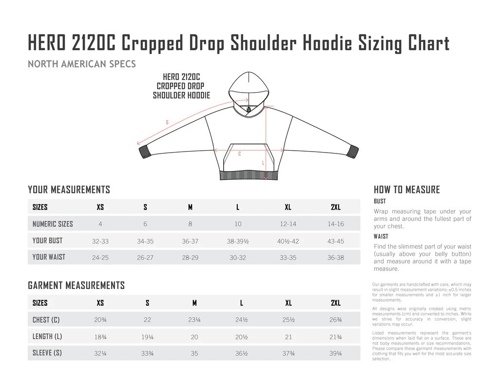 HERO-2120C Drop Shoulder  Hoodie(CROPPED)