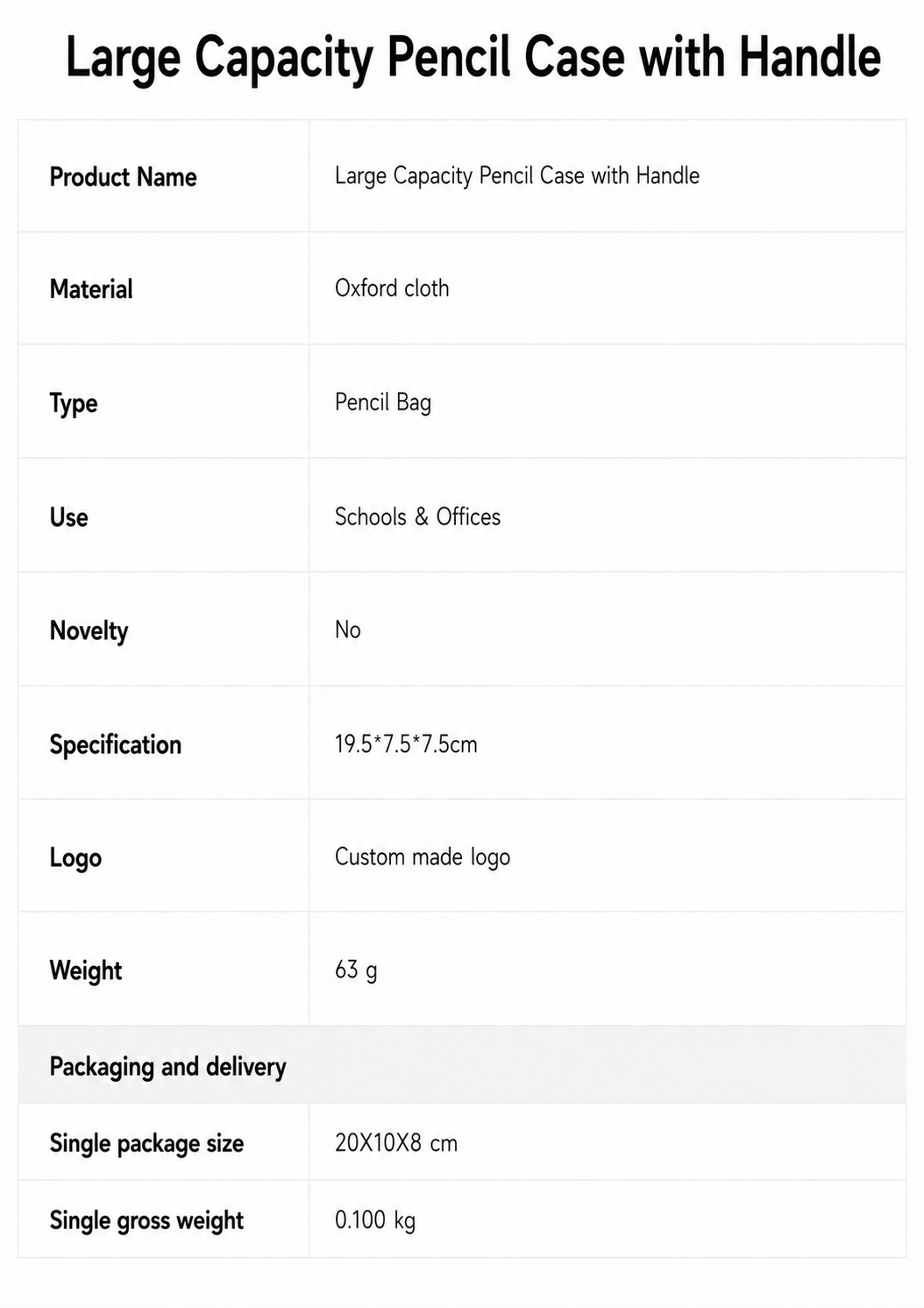 Large Capacity Pencil Case with Handle